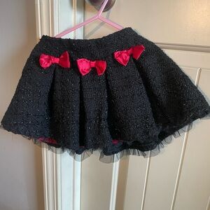 Koala Kids Toddler Black Red Sparkle Mesh Trim Pull On Satin Lined Skirt Size 4T